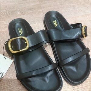 Black Zara sandals with buckle